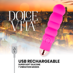 DOLCE VITA - SIX VIBRADOR RECARGABLE ROSA 7 VELOCIDADES