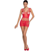 PASSION - MUJER BS090 BODYSTOCKING ROJO TALLA ÚNICA