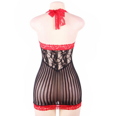 QUEEN LINGERIE - CAMISA DE CROCHET NEGRA Y ROJA S/L