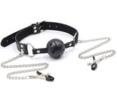 OHMAMA FETISH - BALL GAG WITH VENTS AND TELENOL CLAMPS