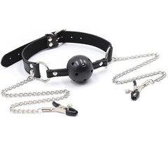 OHMAMA FETISH - BALL GAG WITH VENTS AND TELENOL CLAMPS