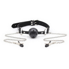 OHMAMA FETISH - BALL GAG WITH VENTS AND TELENOL CLAMPS