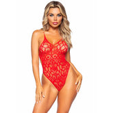 LEG AVENUE - PELUCHE DE ENCAJE SIN COSTURAS - ROJO