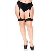 LEG AVENUE - PLUS LYCRA TRANSPARENTE ALTAS AL MUSLO DE 2 TONOS CON COSTURA TRASERA Y TACÓN CUBANO