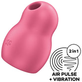 SATISFYER - DOUBLE AIR PULSE PRO TO GO 1 RED STIMULATOR AND VIBRATOR