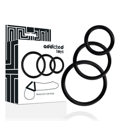 ADDICTED TOYS - SET ANILLO PARA EL PENE NEGRO