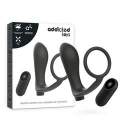 ADDICTED TOYS - ANILLO PARA EL PENE CON MANDO A DISTANCIA PLUG ANAL RECARGABLE NEGRO