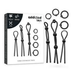 ADDICTED TOYS - SET DE ANILLOS PENIAL DE SILICONA FLEXIBLE DE 7 PIEZAS