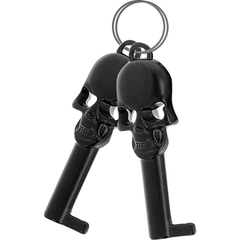 FETISH SUBMISSIVE - BLACK METAL HANDCUFFS WITH SKULL KEY
