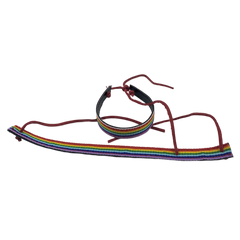 PRIDE - BLACK LEATHER BRACELET LGBT FLAG