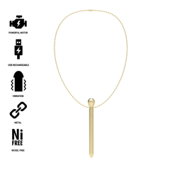 IBIZA - POCKET STIMULATOR CLITO NECKLACE USB CHARGER 12 VIBRATION MODES GOLD 12.2 X 1.5