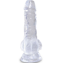 KING COCK - PENE REALISTA CLARO CON BOLAS 10,1 CM TRANSPARENTE