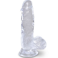 KING COCK - PENE REALISTA CLARO CON BOLAS 10,1 CM TRANSPARENTE