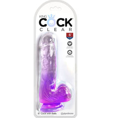 KING COCK - PENE REALISTA CLARO CON BOLAS 13,5 CM MORADO