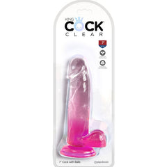 KING COCK - PENE REALISTA CLARO CON BOLAS 15,2 CM ROSA