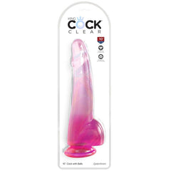 KING COCK - DILDO TRANSPARENTE TESTICULOS 19 CM ROSA