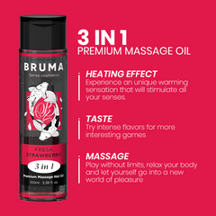 BRUMA - PREMIUM MASSAGE OIL HEAT EFFECT STRAWBERRY FLAVOR 3 IN 1 - 100 ML