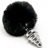 ALIVE - SPIRAL METAL FLUFFY BLACK ANAL PLUG SIZE M