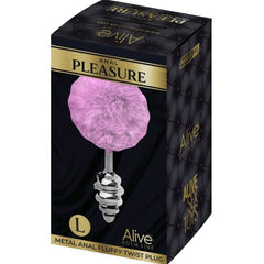 ALIVE - PLUG DE PLACER ANAL ESPIRAL METAL FLUFFY MORADO TALLA L