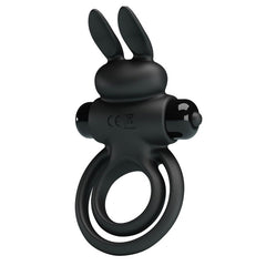 PRETTY LOVE - RABBIT RING VIBRATOR III FOR PENIS BLACK