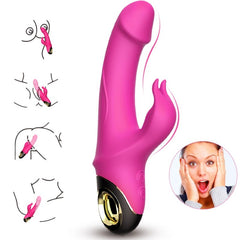 ARMONY - MEDIDOR DILDO CONEJO VIBRADOR ROTADOR FUCSIA