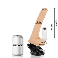 BASECOCK - VIBRADOR ARTICULABLE CON MANDO A DISTANCIA NATURAL 18,5 CM -O- 4 CM