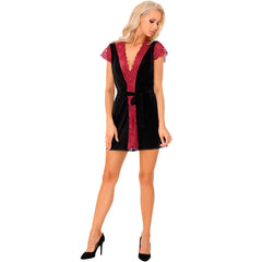 LIVCO CORSETTI FASHION - DRESSING GOWN + KUMIKO LC 90428 BLACK PANTIES S/M