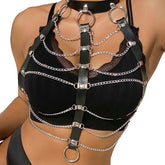SUBBLIME - BLACK LEATHER S CHAIN CHEST HARNESS ONE SIZE