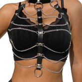 SUBBLIME - BLACK LEATHER S CHAIN CHEST HARNESS ONE SIZE