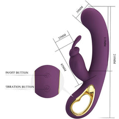 PRETTY LOVE - VIBRADOR CONEJO LIAM Y ESTIMULADOR DEL PUNTO G MORADO