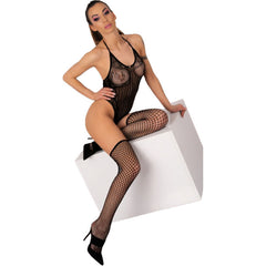 LIVCO CORSETTI FASHION - FLAMMEN LC 17355 BODY + STOCKINGS SET BLACK ONE SIZE