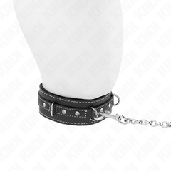 KINK - PVC LEATHER COLLAR WITH BELT 105 CM RIVET RHINESTONE 41.5 X 4 CM
