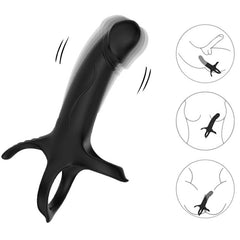 ARMONY - DILDO CON ANILLO Y VIBRADOR NEGRO