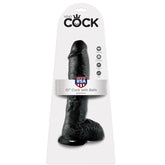 KING COCK - 10 DILDO NEGRO CON BOLAS 25,4 CM