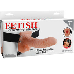 FETISH FANTASY SERIES - 7 HOLLOW STRAP-ON WITH BALLS 17.8CM FLESH