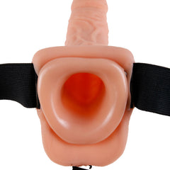 FETISH FANTASY SERIES - 11 HOLLOW VIBRATING STRAP-ON WITH BEADS 27.9CM FLESH