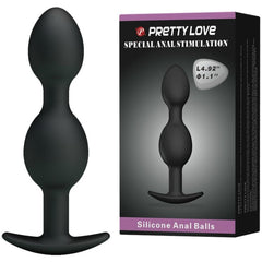 PRETTY LOVE - BOLAS ANALES DE SILICONA NEGRA 12,5 CM