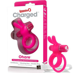 SCREAMING O - RECHARGEABLE DOUBLE COCK RING WITH RABBIT HARE PINK