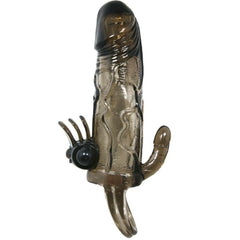 BAILE - FUNDA PENE BRAVE MAN CON CLITO Y ESTIMULACIÓN ANAL DOBLE BALA NEGRO 16,5 CM