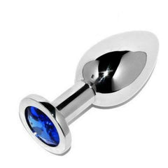 METAL DURO - PLUG ANAL AZUL DIAMANTE PEQUEÑO 5.71CM