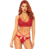 LEG AVENUE - SET 2 PIEZAS BRALETTE DE ENCAJE Y TANGA S/M