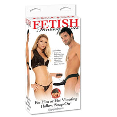 FETISH FANTASY SERIES - VIBRATING HOLLOW STRAP FOR HER OR HIM BLACK
