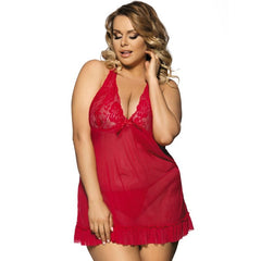 SUBBLIME - QUEEN PLUS BABYDOLL ROJO ESTAMPADOS FLORALES EN LOS PECHOS