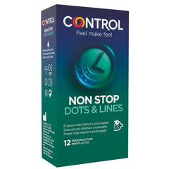 CONTROL - CONDONES NONSTOP DOTS AND LINES 12 UNIDADES