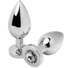 METAL DURO - PLUG ANAL DIAMANTE TRANSPARENTE PEQUEÑO 5.71CM