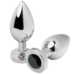 METAL DURO - PLUG ANAL DIAMANTE NEGRO PEQUEÑO 5.71CM