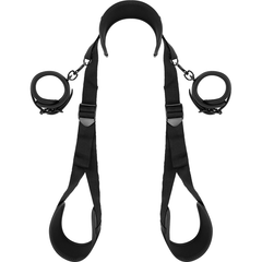 FETISH SUBMISSIVE - OPEN LEGS POSITION WITH NOPRENE LINED HANDCUFFS