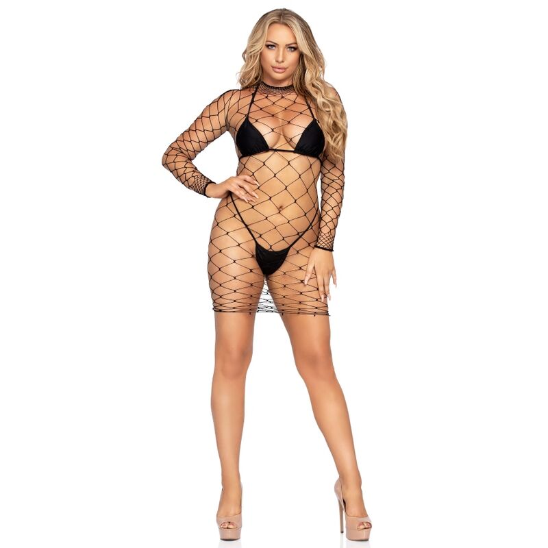 LEG AVENUE - VESTIDO MINI FENCE NET TALLA ÚNICA