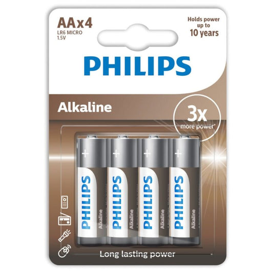 PHILIPS - AA LR6 ALKALINE BATTERIES PACK 4