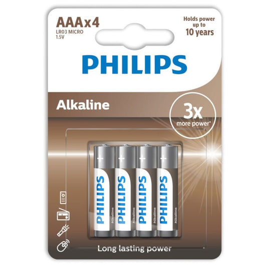 PHILIPS - AAA ALKALINE BATTERY LR03 PACK OF 4